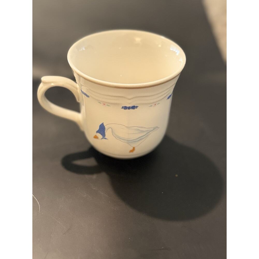 Newcor Stoneware Countryside Coffee Mug White Blue Geese Cup 1987 Multiple Avail
